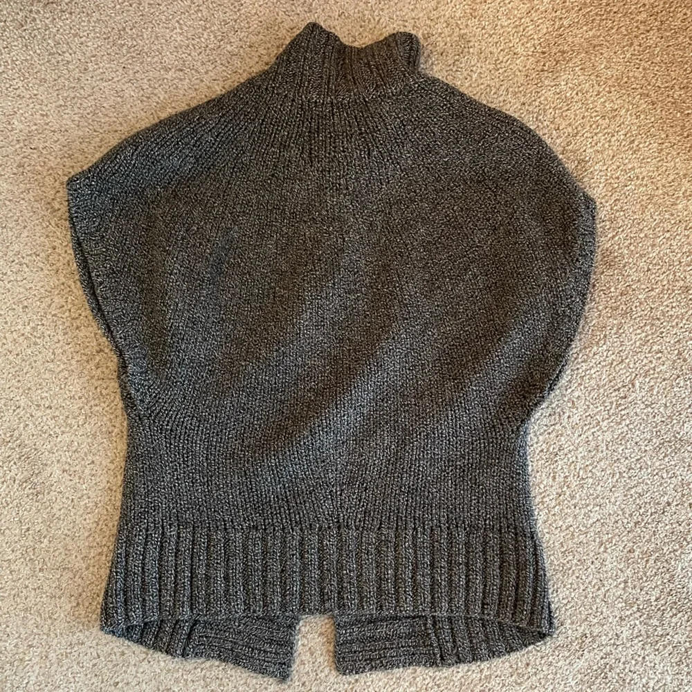 Theory wool sweater cardigan cape bolero black white herringbone small - Picture 8 of 9